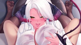 Hentai Cartoon Uncensored Goddess Boobjob with Succubus Huge Breasts Gf