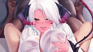 Hentai Cartoon Uncensored Goddess Boobjob with Succubus Huge Breasts Gf