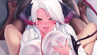 Hentai Cartoon Uncensored Goddess Boobjob with Succubus Huge Breasts Gf