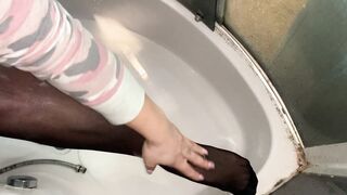 I wash my sweet legs - inside stockings - Feet Bdsm Hot