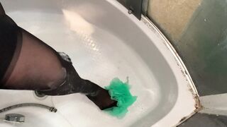 I wash my sweet legs - inside stockings - Feet Bdsm Hot