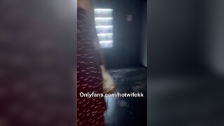 3 strangers jizzed Hotwife at local gloryhole (messy ending)
