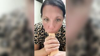 Pawg mom blows and fucks torso toy