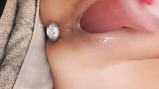 Huge vibrator inside my soaking soak vagina
