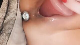 Huge vibrator inside my soaking soak vagina