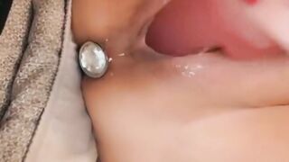 Huge vibrator inside my soaking soak vagina