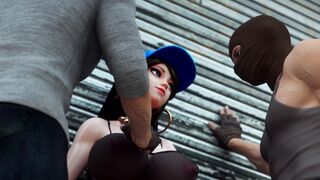 Ying into alleyway with 2 big black dick - Paladins