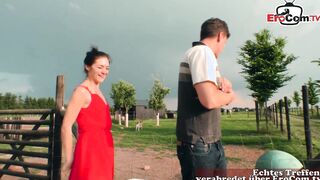 German slim amateur teens with tiny titties tries outdoors sex