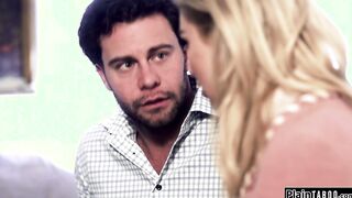 Guy lures blonde date in bed with a lie