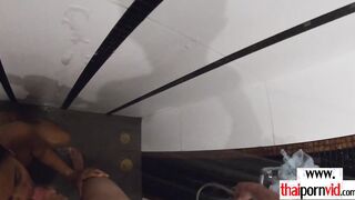 Thin amateur Thai 19 year old Cherry fuck inside the shower by