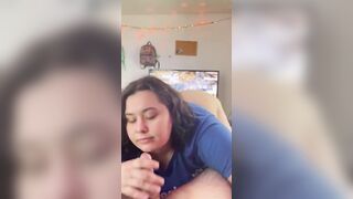 Chubby bimbos with huge natural titties offer bj to lucky boyfriend