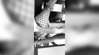 Ex GF BBW fucks herself into fishnets