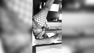 Ex GF BBW fucks herself into fishnets