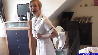 British older nurse sharing dick inside trio