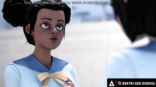 ANIMATED SEX UNIVERSITY - Vulgar Anime Students Practice Lesbo Sex