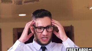 Sneaky Hand Job To Her Hubby's Boss Under The Table -