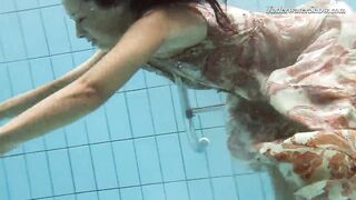 beauty dark haired huge melons Krasula Fedorchuk swimming