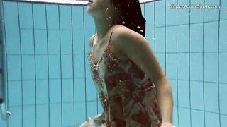 beauty dark haired huge melons Krasula Fedorchuk swimming