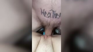 Tiny vagina takes penis and vibrator