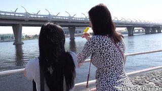 Dark Haired teenagers lured in FFM with classy cougar and her