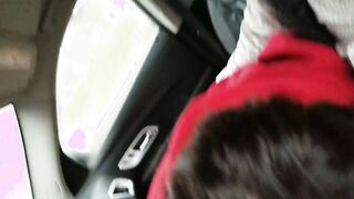 Saria Love swallows my penis and ejaculates while ride me inside backseat