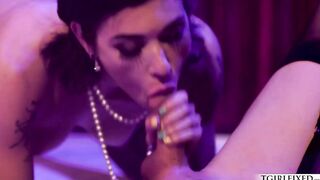 Busty ts and hot babe fucks in the club