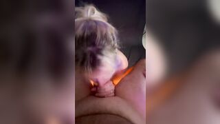 Strip tease and masturbation turns in facial from camera man