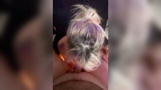 Strip tease and masturbation turns in facial from camera man