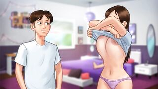 Summertime Saga:StepBrother Losses His Virginity With His StepSister, He Filled Her Snatch With Cum