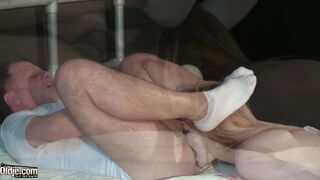 Teenagers slurps on grandpa penis she gets rough cunt fuck