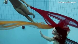 Liza and Krasula enjoy the pool much