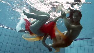 Liza and Krasula enjoy the pool much