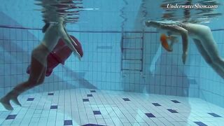 Liza and Krasula enjoy the pool much