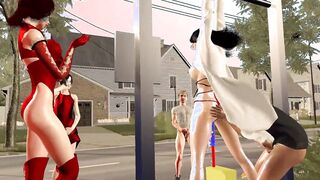 【 3D animation】被吊在单杠上供路人玩弄。Hanging from a horizontal bar for passers-by to play with.