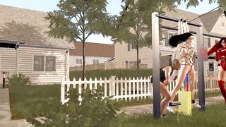 【 3D animation】被吊在单杠上供路人玩弄。Hanging from a horizontal bar for passers-by to play with.