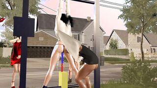 【 3D animation】被吊在单杠上供路人玩弄。Hanging from a horizontal bar for passers-by to play with.