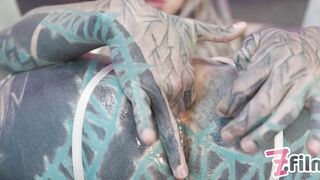 Insane TATTOO DAP action - 2 huge cocks into 1 BOOTY - anal gapes, squirt, atm, prolapse