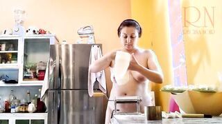 Nude Cooking. Regina Noir, a nudist housekeeper, Nakedbakers. Naked maid. Nude housewife. cam2