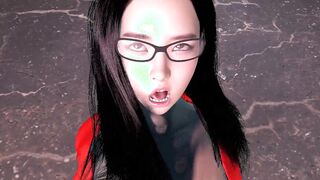 【3D animation】欲求不满的黑丝少妇自己做在上边动。The dissatisfied african-haired young woman moved on it herself.