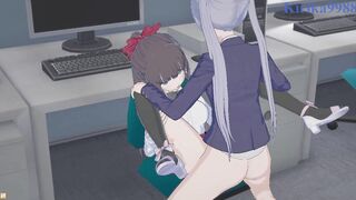 Hifumi Takimoto and Aoba Suzukaze have extreme futanari sex - New Game! Animated