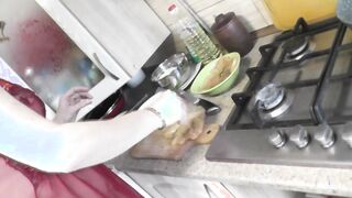 cougar Frina continues nude cooking. Todays menu is chicken. Bombshell