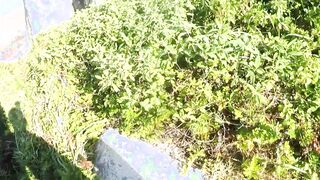 Blonde fell from mouth to fan on the beach trail