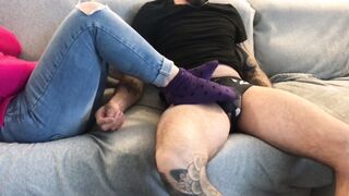 I want your dick between my babe toes....sockjob,toejob and reverse toejob...whit red nails....