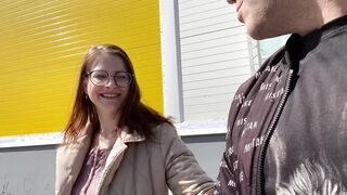 Risky Outdoors Testing SEX Sex Toy into the Store and Cum into Mouth inside Outside Wc