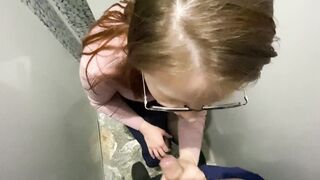 Risky Outdoors Testing SEX Sex Toy into the Store and Cum into Mouth inside Outside Wc