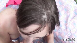 Cumshot inside young snatch on a picnic inside the woods