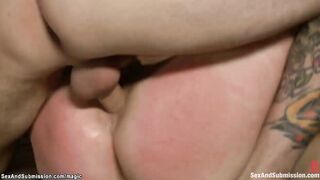 Hubby hard anal fucks tied wifey