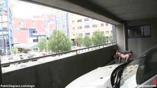 Gagged tied and outdoors fuck