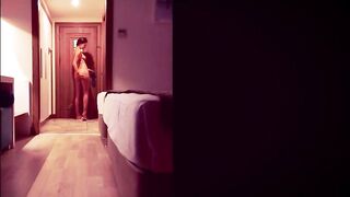 Crazy Sexy lady showing naked into front of the hotel service