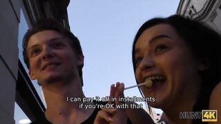 HUNT4K. Dark-haired cunt with mouth worships dick for amazing amount of cash